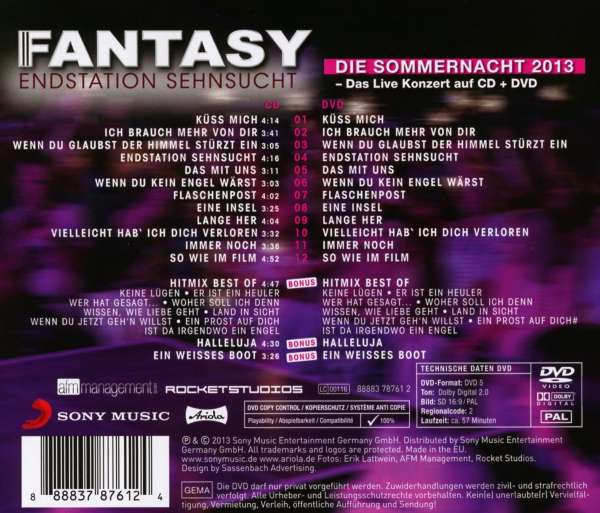Osta Fantasy - Endstation Sehnsucht - Die Sommernacht 2013 (CD) levy ...
